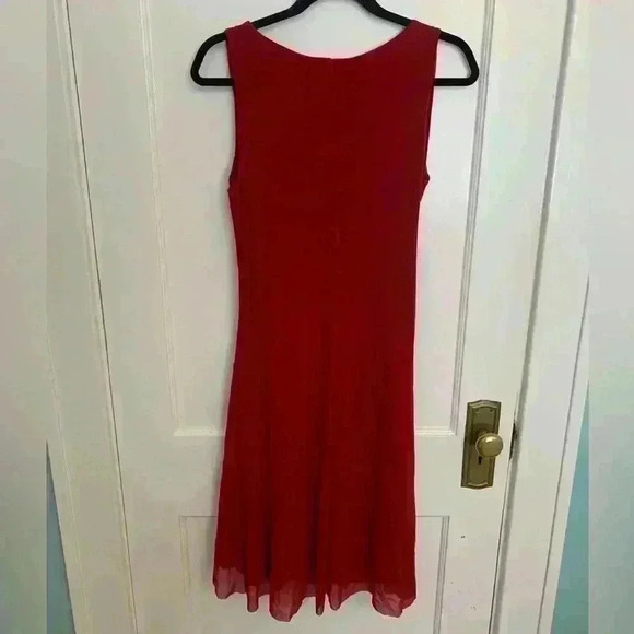 Fuzzi, Red Layered Mesh Gathered Side Sheath Dress Womens Size XL - Picture 9 of 9